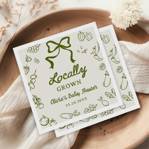 Locally Grown Hand Drawn Baby Shower Napkin