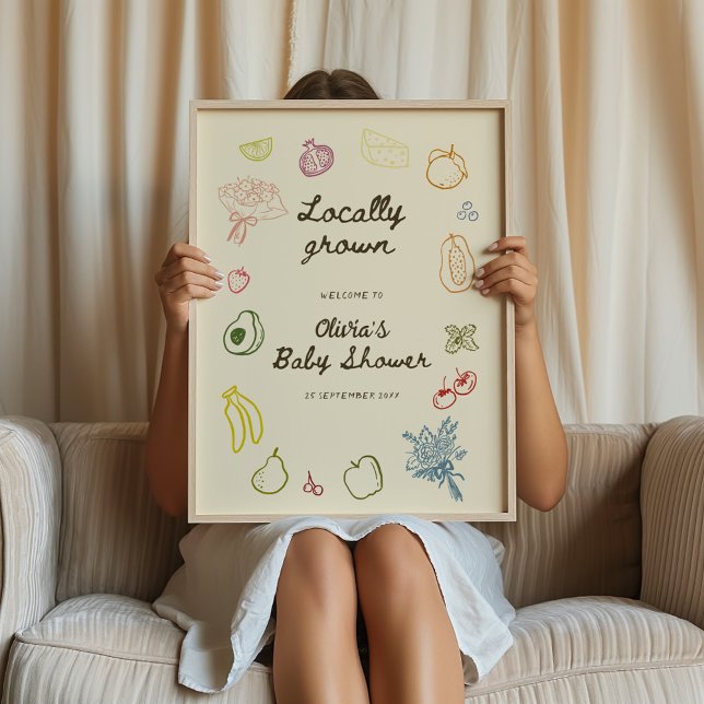 Locally Grown Hand Drawn Baby Shower Welcome Poster (Creator Uploaded)