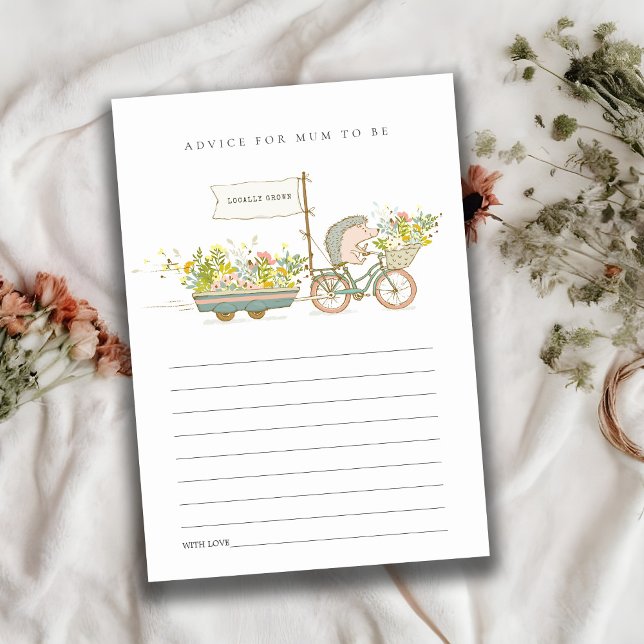 Locally Grown Hedgehog Advice for Mum Baby Shower Enclosure Card (Creator Uploaded)