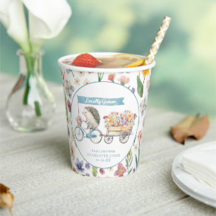 Locally Grown Hedgehog Baby Shower Floral Cups