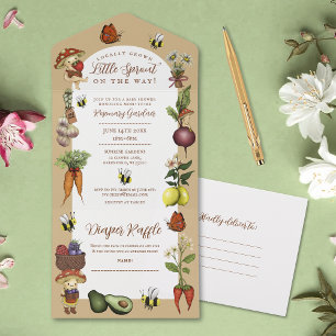 Locally Grown Little Sprout Baby Shower and Raffle All In One Invitation