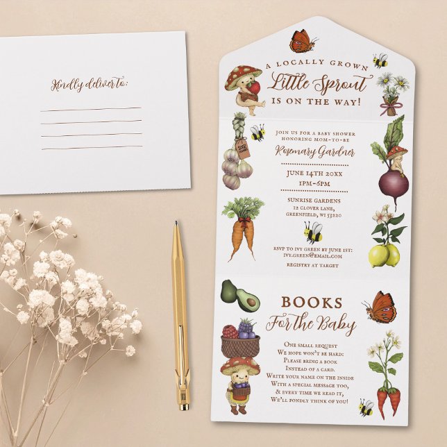 Locally Grown Little Sprout Summer Baby Shower  All In One Invitation (Creator Uploaded)