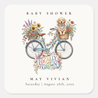 Locally Grown & Loved Baby Shower Square Sticker
