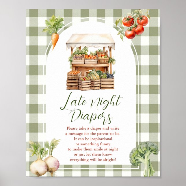 Locally Grown Market Baby Shower Late Night Diaper Poster (Front)