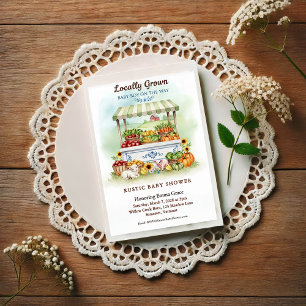 Locally Grown Market Boy Baby Shower Invitation Postcard