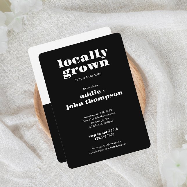 Locally Grown Modern Invitation | Colorblock B&W (Creator Uploaded)