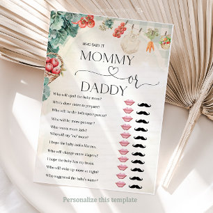 Locally Grown Mummy or Daddy Baby Shower Game Card
