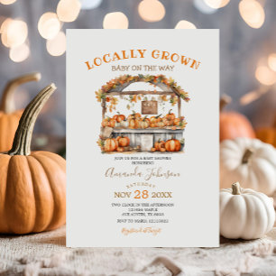 Locally Grown Orange Pumpkin Market Baby Shower Invitation
