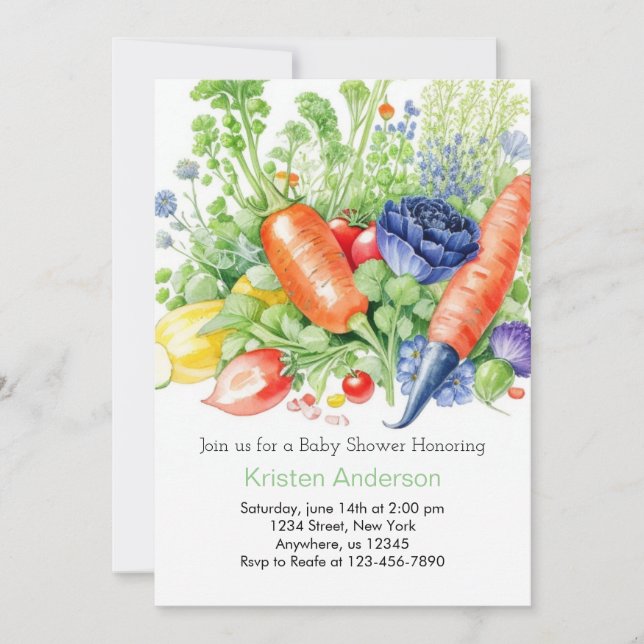 Locally Grown Pea Baby Shower Invitation (Front)