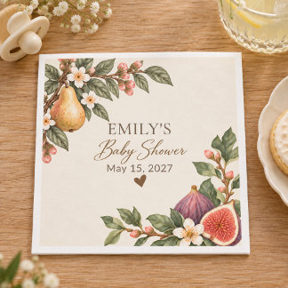 Locally Grown Pear Fig Baby Shower Napkins