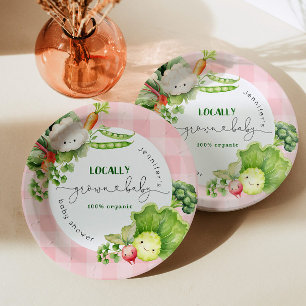 Locally grown pink baby Farmers market baby shower Paper Plate
