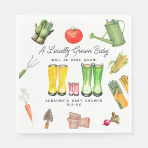 Locally Grown Pink Boots Vegetable Baby Shower Napkin