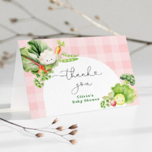 Locally grown Pink girl baby shower thank you Card