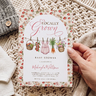 Locally Grown Pink Vegetable Baby Girl Shower Invitation