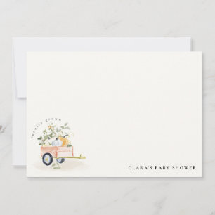 Locally Grown Pumpkin Cart Watercolor Baby Shower Card