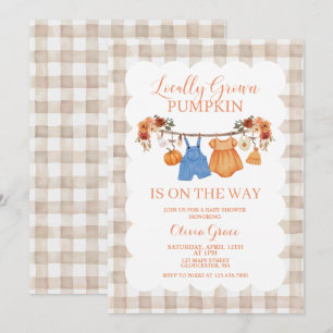 Locally Grown Pumpkin Fall Baby Shower Invitation