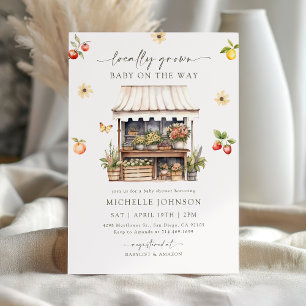 Locally Grown Rustic Farmers Market Baby Shower Invitation