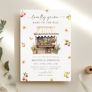 Locally Grown Rustic Farmers Market Baby Shower Invitation