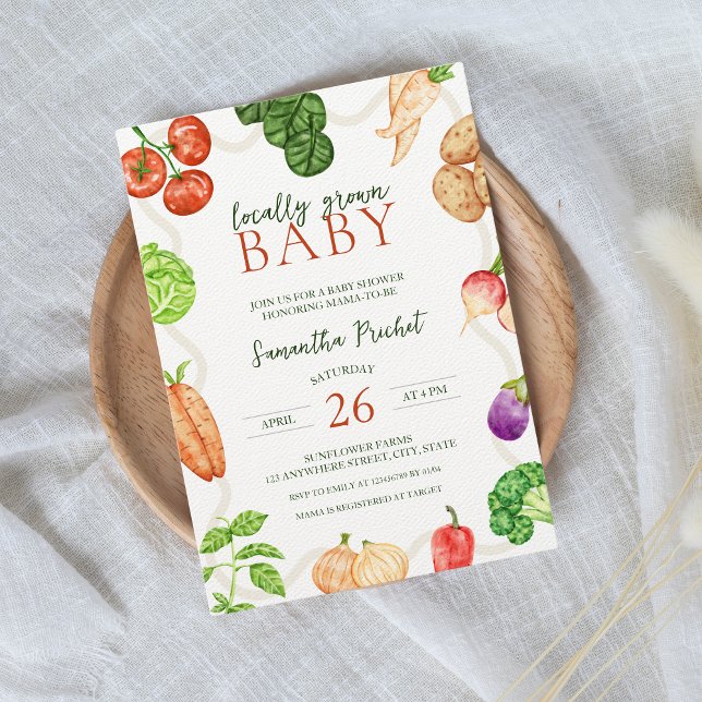 Locally Grown Rustic Farmers Market Baby Shower  Invitation (Locally Grown Baby Shower Invitation)