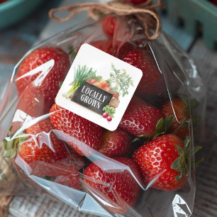 Locally Grown Rustic Farmer's Market Square Sticker