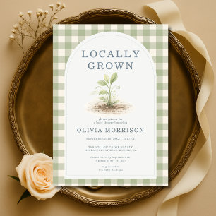 Locally Grown Sprout Sage Green Baby Shower Invitation