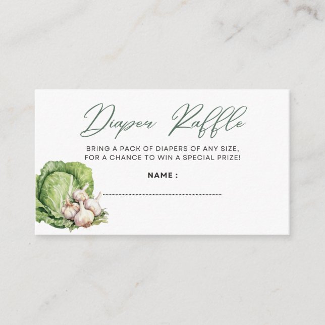 LOCALLY GROWN THEME - DIAPER RAFFLE - GREEN ENCLOSURE CARD (Front)