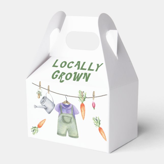 Locally grown vegetables watercolor baby shower  favour box (Front Side)