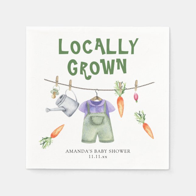 Locally grown vegetables watercolor baby shower  napkin (Front)