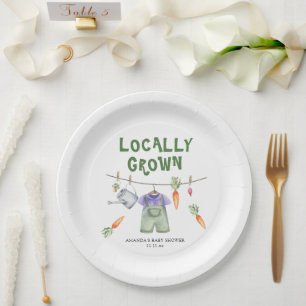 Locally grown vegetables watercolor baby shower  paper plate