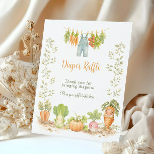 Locally Grown Veggie Clothesline Diaper Raffle Pedestal Sign