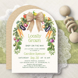 Locally Grown Veggies Arch Baby Shower Invitation