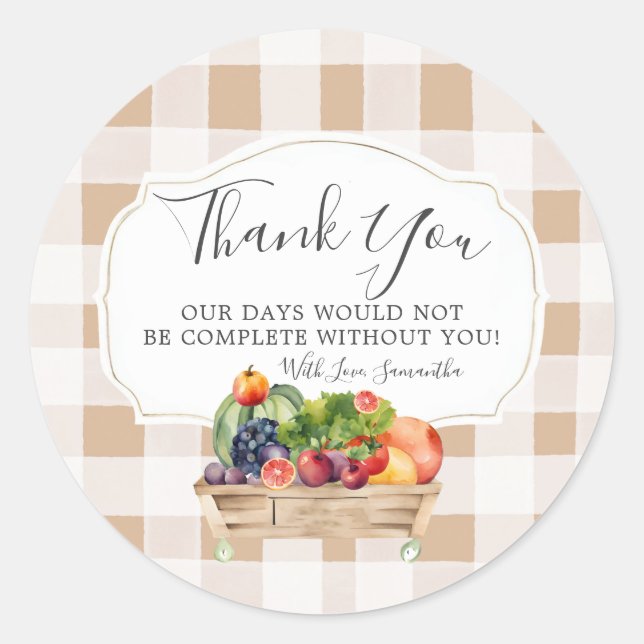 Locally Grown Veggies Farmers Market Thank You Classic Round Sticker (Front)