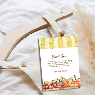 Locally Grown Watercolor Veggie Fruits Baby Shower Thank You Card