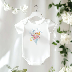 Locally Grown Whimsical Watercolor Bouquet Baby Bodysuit