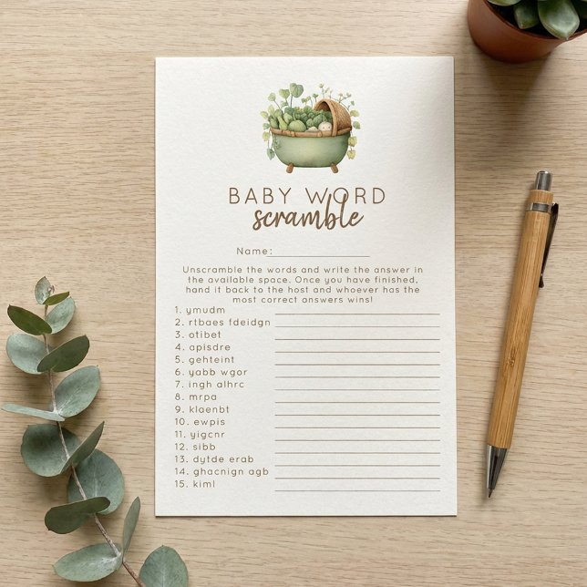 Locally Grown 'Word Scramble' Baby Shower Game (Creator Uploaded)