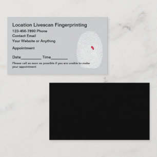 Location Mobile Fingerprinting Services Appointment Card