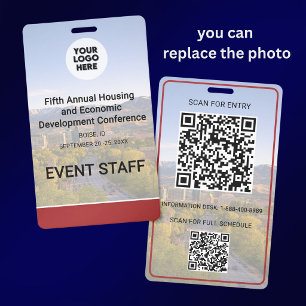 Location Replaceable Photo Logo QR Conference  ID Badge