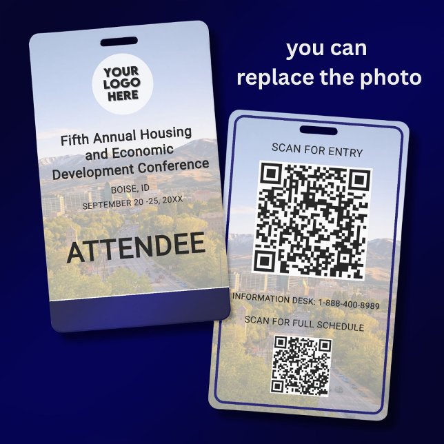 Location Replaceable Photo QR Logo Conference ID Badge (Creator Uploaded)