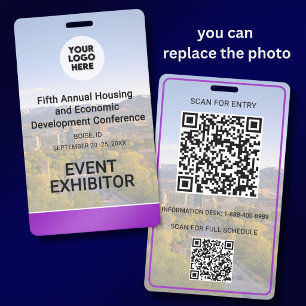 Location Replaceable Photo QR Logo Conference  ID Badge