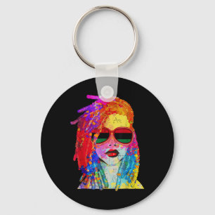 Loc'd Hair Art Black Queen Afro Woman Juneteenth Key Ring