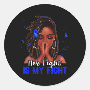 Loc'd Hair Black Woman Her Fight Is My Fight Diabe Classic Round Sticker