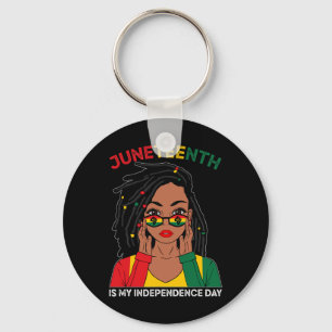 Loc'd Hair Black Woman Juneteenth Is My Independen Key Ring