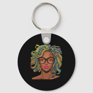 Loc'd Hair Girl African American Black Women Pride Key Ring