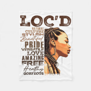 Loc'd Hair Pride Black Queen Afro Woman Girl Dread Fleece Blanket
