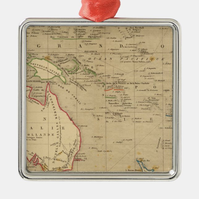 L'Oceanie en 1841 Metal Tree Decoration (Front)