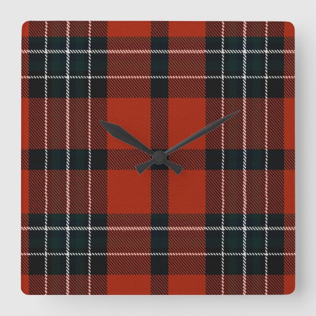 Loch Ailsh Plaid Square Wall Clock (Front)