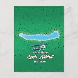 loch Arklet map Scotland vintage map Postcard