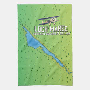 Loch Maree NW Hightlands Scotland map Tea Towel
