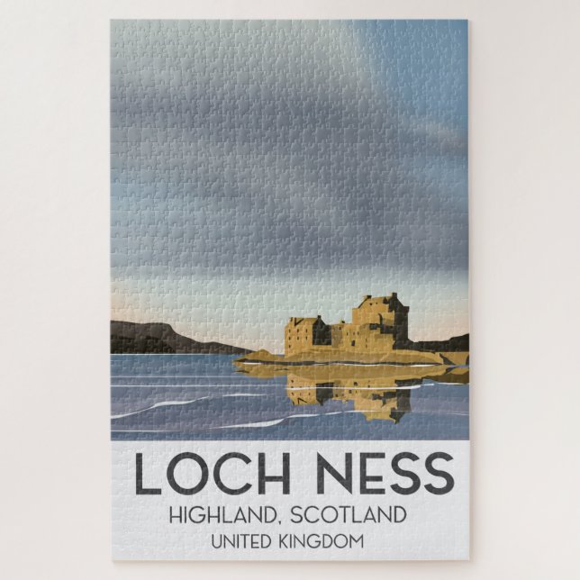 Loch Ness, Highlands, Scotland travel poster Jigsaw Puzzle (Vertical)