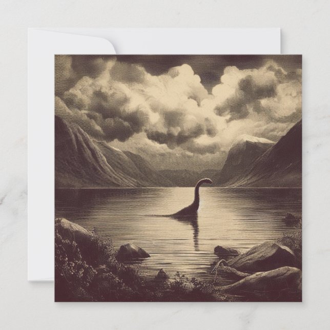Loch Ness Monster Antique Illustration Card (Front)